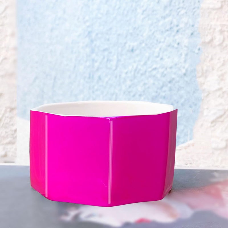 LEAZUL Ceramic Paper Clip Holder Gold Line Paper Clip Dispenser Organizer for Desk Cute Floral Pattern Office Binder Clip Holder Bobby Pin and Hair Clip Holder Gift for Office (Hot Pink) - Image 3